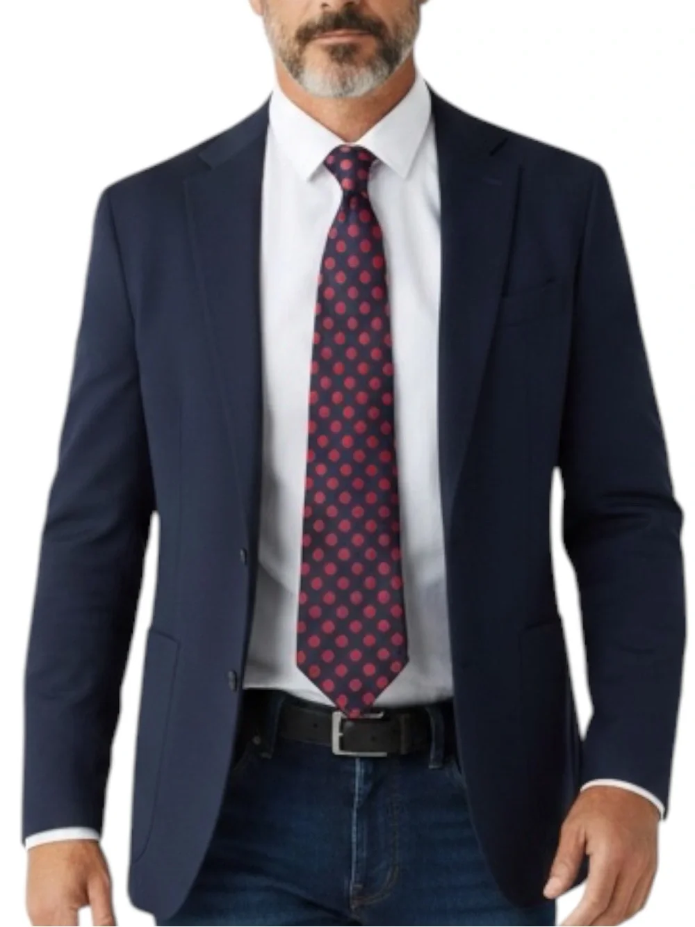LANDS’ END 100% Silk Merchant Polka Dot Tie in Navy/Hot Pink 56”L x 3.5”W